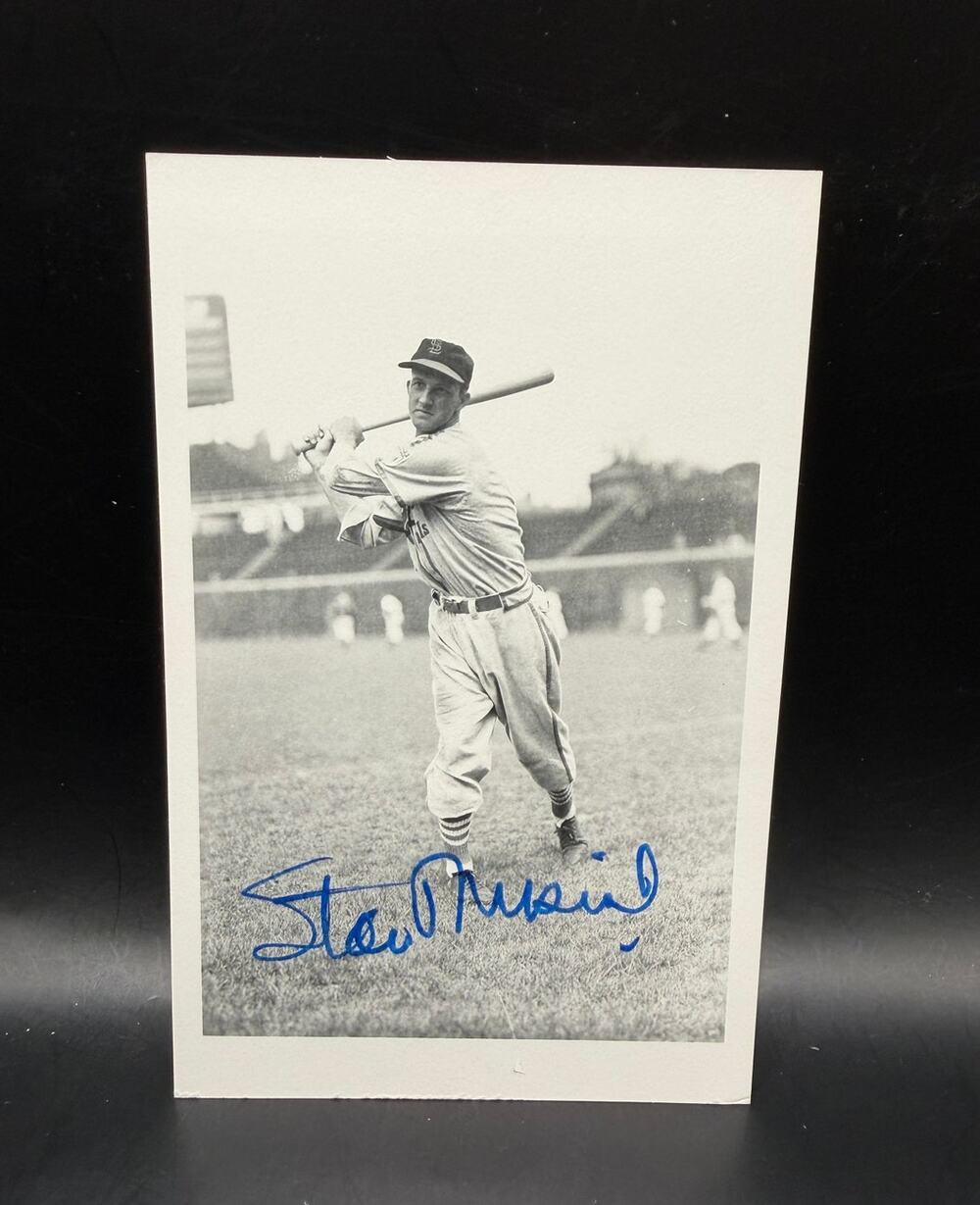 1940s Stan Musial Autographed Post Card Musial Rookie Stan the Man Cardinals JSA